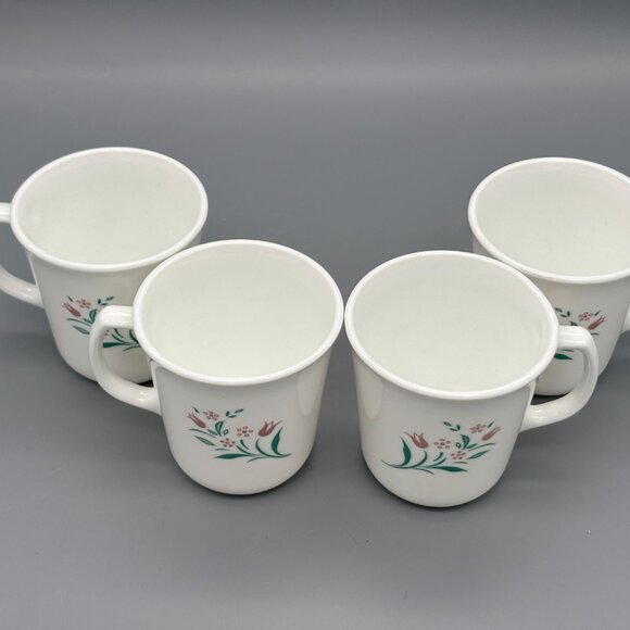 Corning Ware Corelle Rosemarie Pink Tulip Flower Coffee Tea Cup Mugs (Set of 4) - Picture 6 of 6